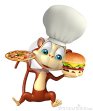 monkey-cartoon-character-pizza-burger-chef-hat-d-rendered-illustration-71855868