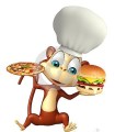 monkey-cartoon-character-pizza-burger-chef-hat-d-rendered-illustration-71855868