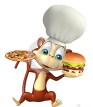monkey-cartoon-character-pizza-burger-chef-hat-d-rendered-illustration-71855868